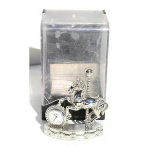 Vintage ELGIN Mini Collectible Carousel Horse Clock 3 1/2 x 2 1/2